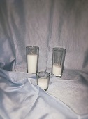 Прокат колб, фото белой вазы с воском 15 см